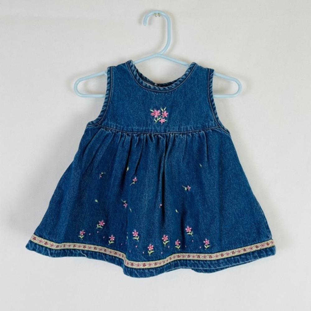 Cherokee baby playwear denim floral dress size 6M